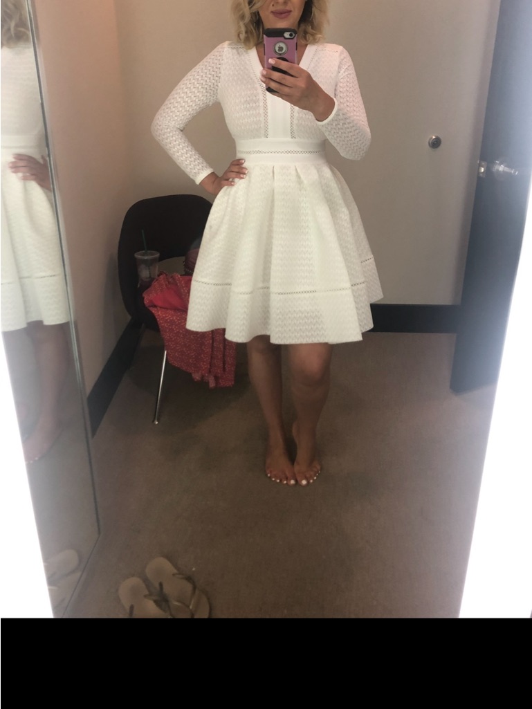 Maje Cream V-Neck Long-Sleeve Fit-And-Flare Dress